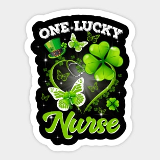 Beautiful Lucky Irish St Patricks Day Nurse Shamrock Heart Butterfly Sticker